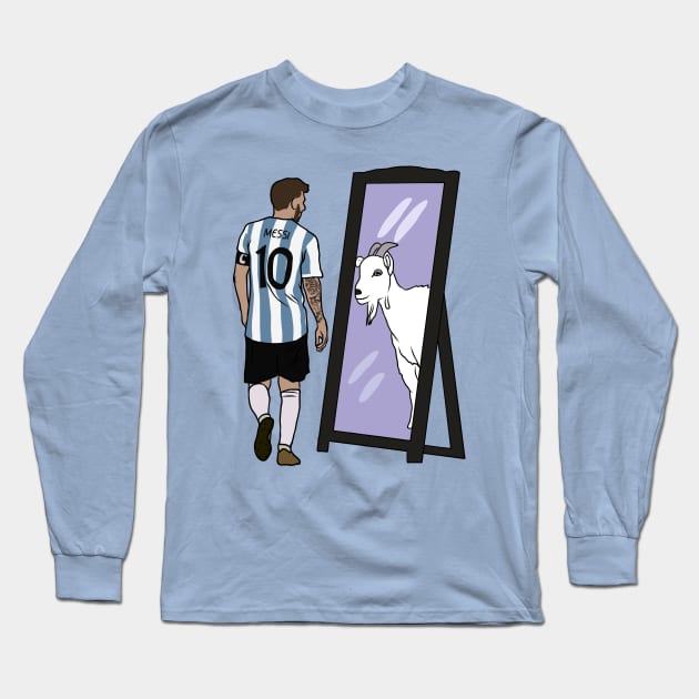 Leo Messi Mirror GOAT Long Sleeve T-Shirt by rattraptees